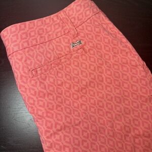 Y2K Le Tigre Geometric Chino Golf Shorts Womens 10 34x5 Hot Pink Orange Vintage